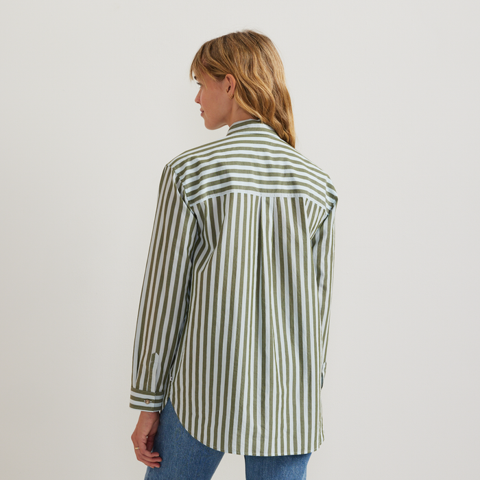 Women's Poplin Button Down Shirt-Pale Blue-Regular-F1