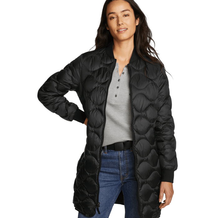 Women's Shaw Long Down Bomber Jacket-Black-Regular-1