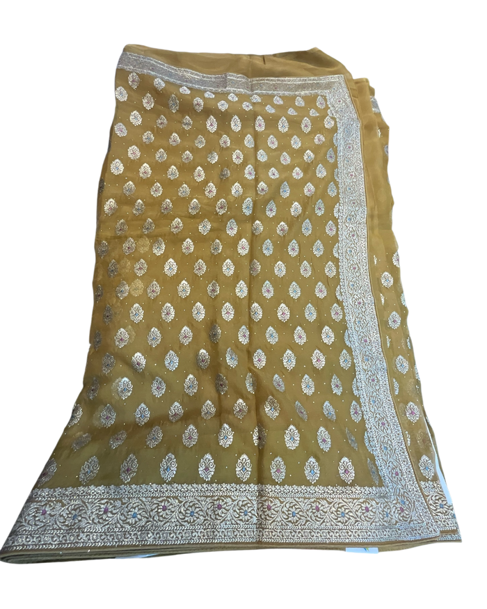 Yellow - Fancy Party Saree with Blouse Piece - UK stock - 24hr Dispatch - VFU4108  03VA26